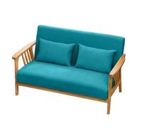 KIBONCY Solid Wood Frame Loveseat Mid-Century Modern 2-Seater Sofa, Fabric Upholstered with Wooden for Living Room(B,138cm)