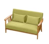 KIBONCY Solid Wood Frame Loveseat Mid-Century Modern 2-Seater Sofa, Fabric Upholstered with Wooden for Living Room(A,185cm)