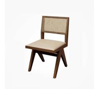 KIBONCY Solid Wood Rattan Dining Chair, Mid Century Modern Upholstered Kitchen Side, Armless Accent for Restaurant Home Room Dinner(C)