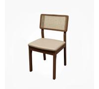 KIBONCY Solid Wood Rattan Dining Chair, Mid Century Modern Upholstered Kitchen Side, Armless Accent for Restaurant Home Room Dinner(A)