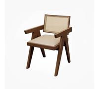KIBONCY Solid Wood Rattan Dining Chair, Mid Century Modern Upholstered Kitchen Side, Armless Accent for Restaurant Home Room Dinner(B)