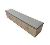 KIBONCY Space Saving Wooden Storage Bench with Cushion Seat, Concealed Cabinet Shoe Organizer for Entryway, Mudroom, Bedroom & Living Room Use(B,1.4m)