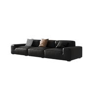 KIBONCY Split-Design Oversized Sofa, Premium Cowhide Leather Upholstered Couch, High-Density Anti-Sag Foam Deep-Seat Sectional for Loft(2.82m)