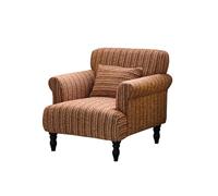 KIBONCY Striped Fabric Accent Chair, Mid-Century Upholstered Armchair for Living Room, Modern Linen, Rolled Arm Legs for Bedroom(D)