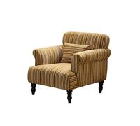 KIBONCY Striped Fabric Accent Chair, Mid-Century Upholstered Armchair for Living Room, Modern Linen, Rolled Arm Legs for Bedroom(C)