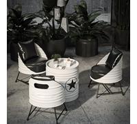 KIBONCY Taburete Rústico De Bar con Contenedores Almacenamiento, Metal, Mesa Redonda Y Silla Combinadas, Sala Recepción, Área Negociación, Sofá Popular Herrajes(White)