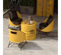 KIBONCY Taburete Rústico De Bar con Contenedores Almacenamiento, Metal, Mesa Redonda Y Silla Combinadas, Sala Recepción, Área Negociación, Sofá Popular Herrajes(Yellow)