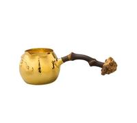 KIBONCY Taza De Plata De Ley Pura Martillada En Tono Dorado Pulido Con Mango De Raíz De Bambú, Jarra De Té Artesanal Brillante, Accesorio Elegante For Prepara(A)