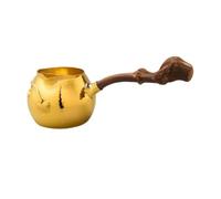 KIBONCY Taza De Plata De Ley Pura Martillada En Tono Dorado Pulido Con Mango De Raíz De Bambú, Jarra De Té Artesanal Brillante, Accesorio Elegante For Prepara(K)