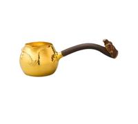 KIBONCY Taza De Plata De Ley Pura Martillada En Tono Dorado Pulido Con Mango De Raíz De Bambú, Jarra De Té Artesanal Brillante, Accesorio Elegante For Prepara(J)