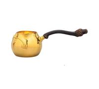 KIBONCY Taza De Plata De Ley Pura Martillada En Tono Dorado Pulido Con Mango De Raíz De Bambú, Jarra De Té Artesanal Brillante, Accesorio Elegante For Prepara(C)