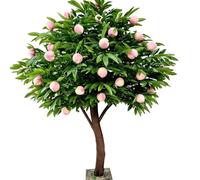 KIBONCY Topiario frutal Realista en Maceta, Dosel Completo Hecho a Mano melocotón Artificial limón Rojo Baya árbol for el hogar, vestíbulo del Hotel y decoración Interior(A,1.5m x 1m)