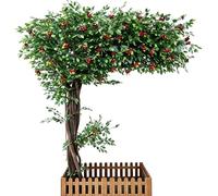KIBONCY Topiario frutal Realista en Maceta, Dosel Completo Hecho a Mano melocotón Artificial limón Rojo Baya árbol for el hogar, vestíbulo del Hotel y decoración Interior(K,3m x 2.5m)