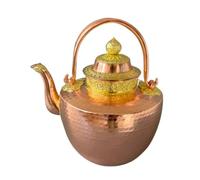 KIBONCY Traditional Tibetan Copper Kettle, Hand Hammered Pure Butter Tea Pot, Food Grade Boiling Water for Kitchen Use(Medium)