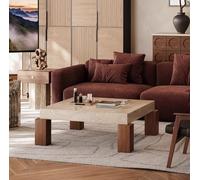 KIBONCY Unas cuantas mesas auxiliares Retro y solitarias Junto a la Mesa de té Cuadrada de Piedra Natural de la Cueva, Ideal for una casa o Villa.(90 * 90 * 35cm)