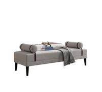 KIBONCY Upholstered Bed Bench with Leather Accents Contemporary End Seat for Bedroom, Living Room, Hallway - Sturdy Wood Legs, Plush Foam Padding(C,180x60x45cm)