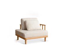 KIBONCY Upholstered Chaise Lounge Chair Indoor with Ottoman Boucle Modern and Simple Solid Wood Single Sofa,Small Couch for Bedroom(4)