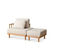 KIBONCY Upholstered Chaise Lounge Chair Indoor with Ottoman Boucle Modern and Simple Solid Wood Single Sofa,Small Couch for Bedroom(10)