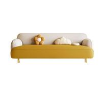 KIBONCY Upholstered Sofa Modern 3-Seater Rounded,Stain-Resistant Leather with Edges Family-Friendly for Family Living Room(A,125cm)