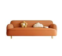 KIBONCY Upholstered Sofa Modern 3-Seater Rounded,Stain-Resistant Leather with Edges Family-Friendly for Family Living Room(D,125cm)