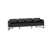 KIBONCY Water-Resistant Black Faux Leather Sofa with Metal Frame, 1/2/3/4-Seater Choices, Modern Minimalist Design for Office, Bar, and Waiting Rooms(D)