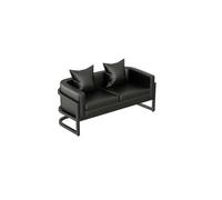 KIBONCY Water-Resistant Black Faux Leather Sofa with Metal Frame, 1/2/3/4-Seater Choices, Modern Minimalist Design for Office, Bar, and Waiting Rooms(B)