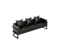KIBONCY Water-Resistant Black Faux Leather Sofa with Metal Frame, 1/2/3/4-Seater Choices, Modern Minimalist Design for Office, Bar, and Waiting Rooms(C)