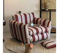 KIBONCY Wide Seat Striped Upholstered Arm Chair, Sturdy Solid Wood Frame Leisure Lounge with Matching Cushion for Small & Large Living Spaces(A,160x88x77cm)