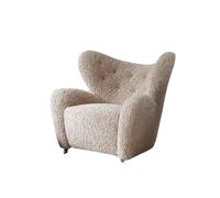 KIBONCY Wingback Accent Chair, Fabric Club, Upholstered Armchair,Reading Soft Cushion Seating, Comfy Lounge for Living Room(A)