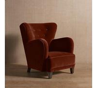 KIBONCY Wingback Accent Chair,Mid-Century Modern Velvet Upholstered Club with Curved Armrests and Solid Legs for Bedroom-81x83x98cm(C)