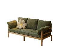 KIBONCY Wood Frame Corduroy Sofa, 3-Seater Modern Couch Retro Style, Natural for Small Spaces for Living Room(A,84cm)