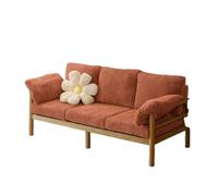 KIBONCY Wood Frame Corduroy Sofa, 3-Seater Modern Couch Retro Style, Natural for Small Spaces for Living Room(D,131cm)