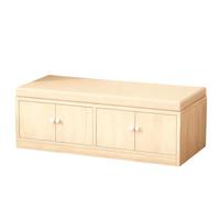KIBONCY Wooden Closed Cabinet Shoe Storage Bench with Waterproof PU Padded Seat, Multi-Door Entryway Ottoman for Hallway Playroom Nursery Organizer(B,150x40x40cm)
