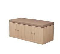 KIBONCY Wooden Entryway Shoe Storage Bench with Cushioned Seat, Closed Cabinet Changing Organizer for Hallway Mudroom Bedroom Space Saving Furniture(A,1.8m)