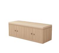 KIBONCY Wooden Entryway Shoe Storage Bench with Cushioned Seat, Closed Cabinet Changing Organizer for Hallway Mudroom Bedroom Space Saving Furniture(B,2.4m)