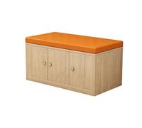 KIBONCY Wooden Entryway Shoe Storage Bench with Cushioned Seat, Closed Cabinet Changing Organizer for Hallway Mudroom Bedroom Space Saving Furniture(B,1.5m)