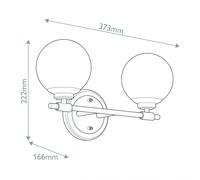 KICHLER Aplique de pared Benno 2 negro-bronce, blanco IP44 acero vidrio G9 True