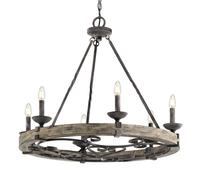 KICHLER Lámpara de araña rústica Taulbee, 6 luces