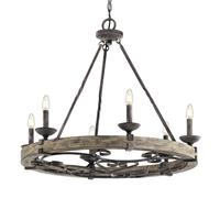 KICHLER Lámpara de araña rústica Taulbee, 6 luces True