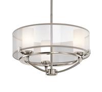 KICHLER Lámpara de araña Saldana 3 luces estañado organza