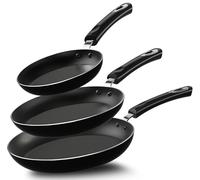 KICHLY Antiadherente sartén Conjunto de 3 piezas de inducción 8 pulgadas de fondo, 9.5 pulgadas y 11 pulgadas 3 pieza Negro