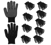 KICHOUSE 10 Pares Guantes de Nylon Antideslizantes con Puntos de Pvc Guantes de Trabajo Resistentes al Desgaste con Forro Protección Segura para Almacén Construcción Embalaje y Carga