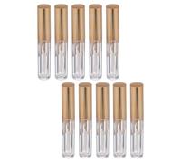 KICHOUSE 10 Tubos de Brillo de Labios Vacíos Dorados de Plástico Cilíndricos para Uso Diario, Cepillo Labial, Paquete de 10 Piezas para Principiantes y Reducción de Desperdicio
