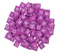 KICHOUSE 100 Unidades Unidades Bloques de Madera Púrpura con Letras Blanco Letras Alfabeto para Manualidades Educativas Infantiles Desarrollo Intelectual Seguro sin Astillas