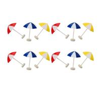 KICHOUSE 12 Piezas Mini Sombrillas Miniaturas para Decoración de y Casa de Muñecas Accesorios de Playa Resina Rojo Azul Amarillo