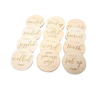 KICHOUSE 12piezas Tarjetas De De Madera para Bebés Accesorios De Fotografía Tarjetas para Anunciar El Recién Nacido Primera Foto