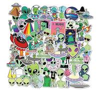 KICHOUSE 2 Juegos 100 Piezas Extraterrestre Pegatinas Pegatina Ovni Etiqueta Engomada del Monopatín Pegatina De Casco De Dibujos Animados Regalo Autoadhesivo De PVC Niño Equipaje Pegatinas