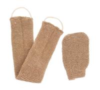 KICHOUSE 2 Manoplas Exfoliantes de Yute y Ramio Asas Largas para Limpieza y Masaje Corporal, Ideales para Baño y Exfoliación de Espalda