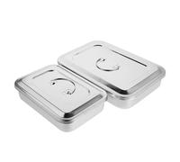 KICHOUSE 2 Piezas Caja Rectangular de de Acero Inoxidable con Tapa para Almacenamiento y de Instrumentos Quirúrgicos Resistente y Compatible con Sistemas Médicos Estándar