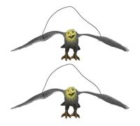 KICHOUSE 2 Piezas de Juguete Modelo Águila Realista Grande Decoración Simulación de Águila para Jardín Herramienta Práctica para Ahuyentar Pájaros Color Negro Material Plástico Durable